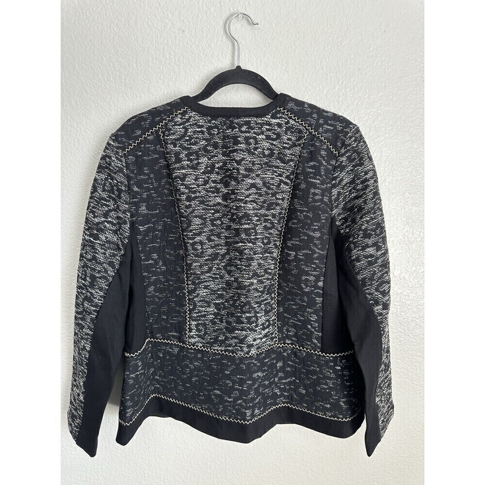 Chicos Jacquard Jacket Womens Size 3 XL Black White Full Zip Long Sleeve Knit - Picture 2 of 8